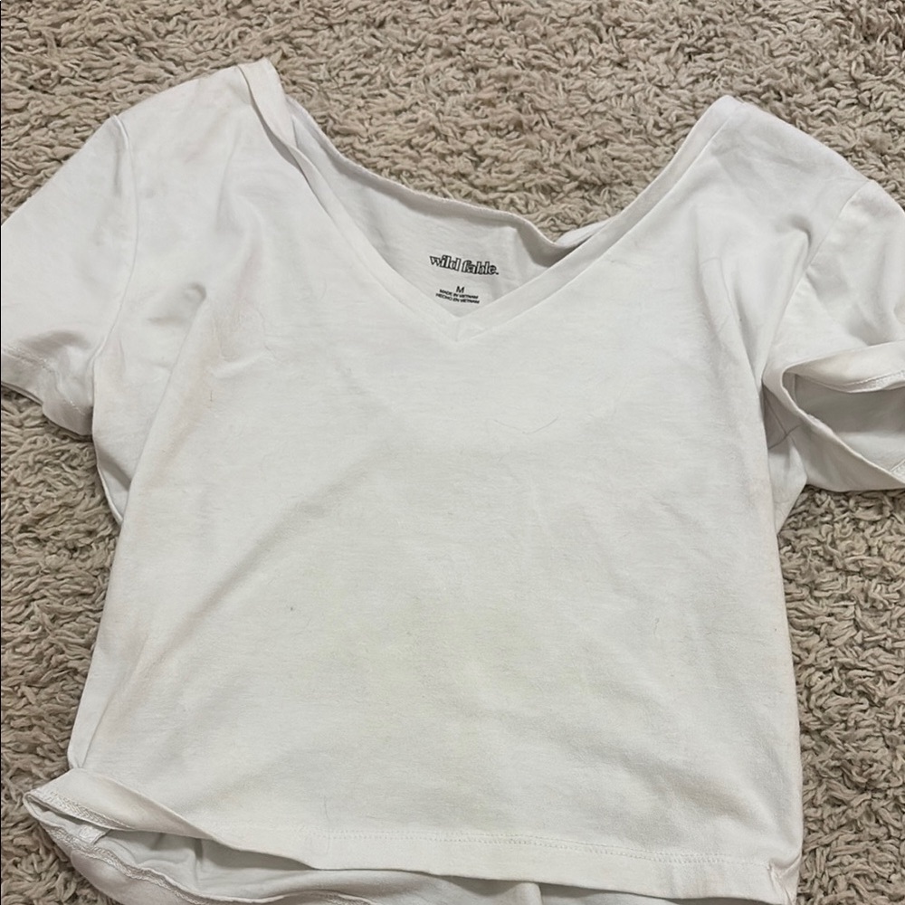Wild Fable White Crop Fitted T-Shirt